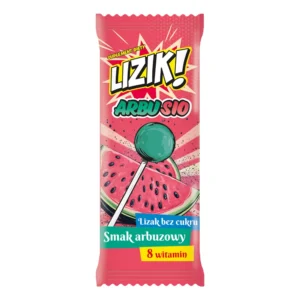 Lizik Arbusio – lizak bez cukru o smaku arbuzowym w opakowaniu 8g.