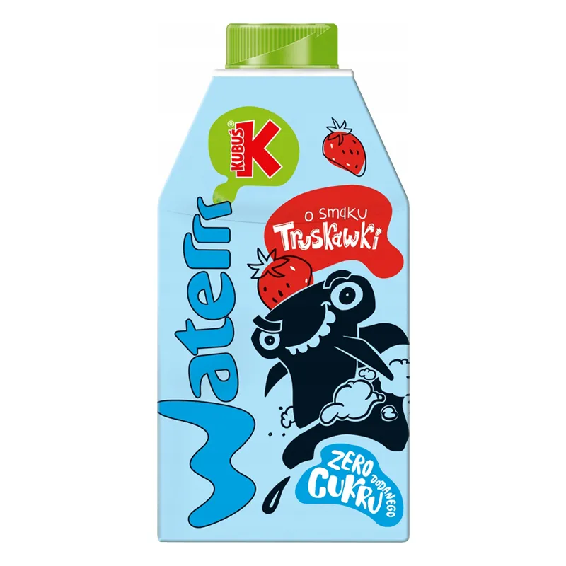 Napój Kubuś Waterrr Truskawka 500 ml w kartoniku bez kaucji do automatów szkolnych.