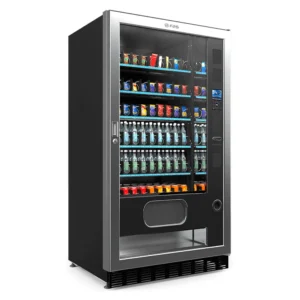 Nowoczesny automat vendingowy FAS Excellence z ekranem dotykowym i systemem FAS Cloud+, przeznaczony do sprzedaży przekąsek i napojów w biurach i miejscach publicznych – oferta Vend24.