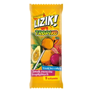 Zdrowy lizak bez cukru LIZIK Tropiko o smaku owoców tropikalnych w opakowaniu 8g do automatów vendingowych.