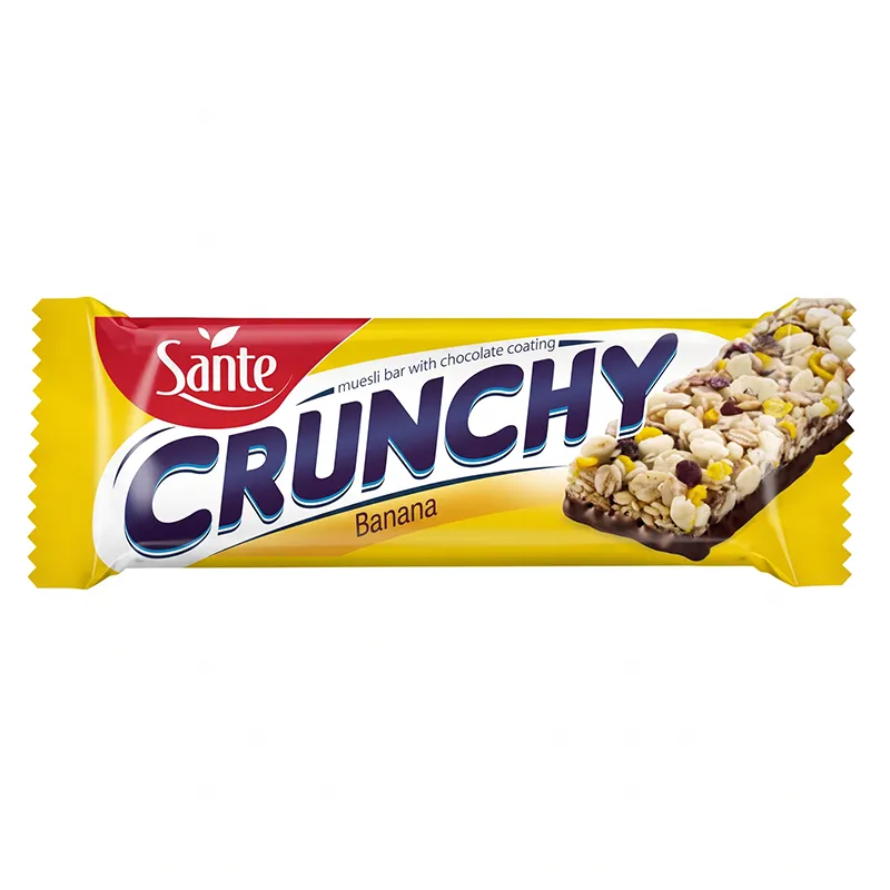 Baton zbożowy Sante Crunchy banan i czekolada 40g, przekąska energetyczna do automatów vendingowych dla pracowników.