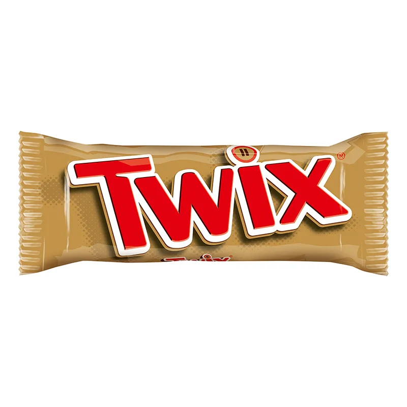 Batony Twix 50 g (25 sztuk), podwójny baton z karmelem do automatów vendingowych w biurach.