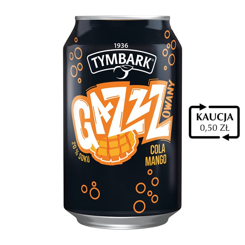 Tymbark Colove o smaku coli i mango w puszce - napój gazowany 330 ml.
